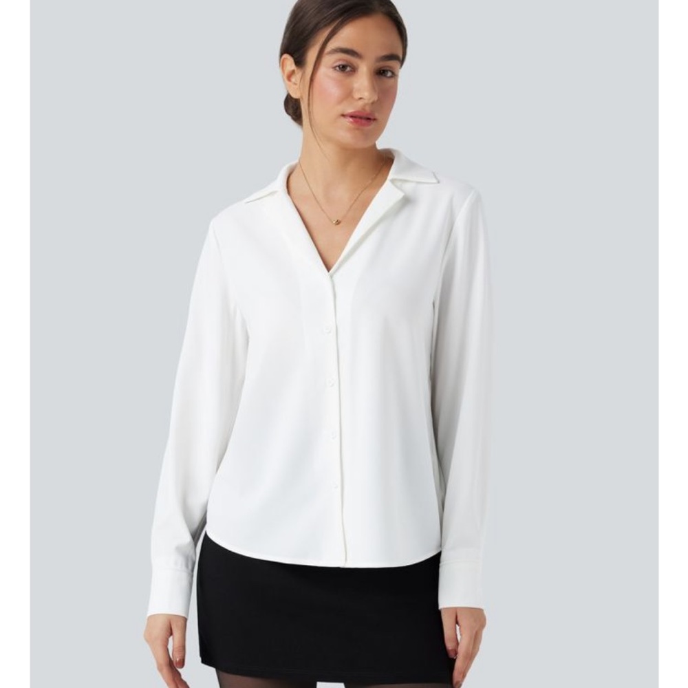 Long Sleeve Curved Hem Work Shirt